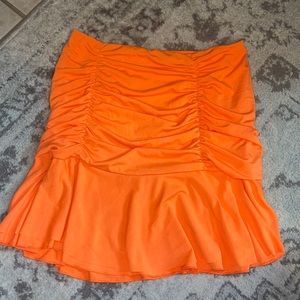 Orange Ruffle Mini Skirt